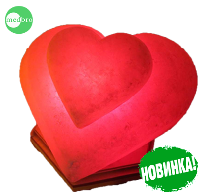 Светильник соляной Сердце Валентинка двойное 4-6 кг «Артемсоль»